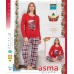 Женская новогодняя пижама со штанами в клетку - Merry Christmas (Asma Турция)
