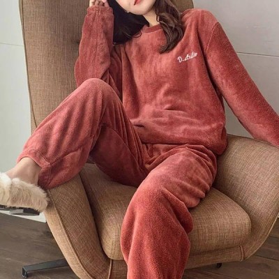 Женская пижама с брюками вельсофт - 009