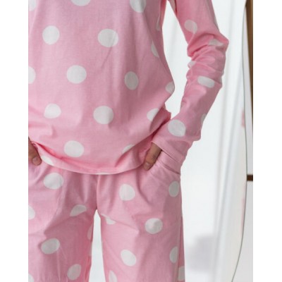 Пижама женская - розовая в горошек