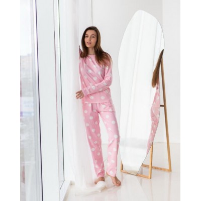 Пижама женская - розовая в горошек