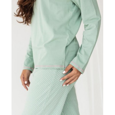 Ментоловая пижама со штанами в горошек - батал