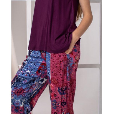 Комплект со штанами - фиолетовый с узорами