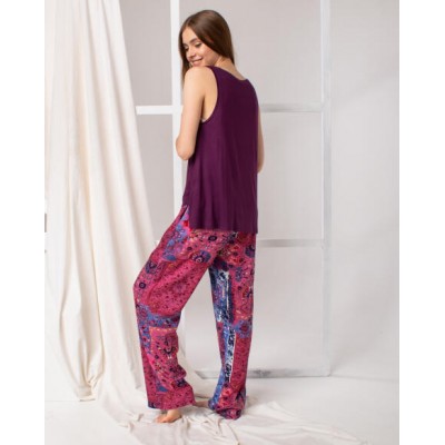 Комплект со штанами - фиолетовый с узорами