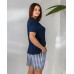Батальный женский комплект - футболка и шорты в клетку