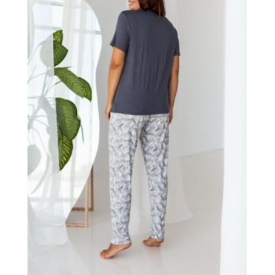 Пижама женская Батал - футболка+штаны с узором - Вискоза