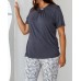 Жіноча піжама Батал - футболка+штани з візерунком - Віскоза