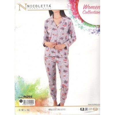 Женская пижама со слониками - кофта на пуговицах