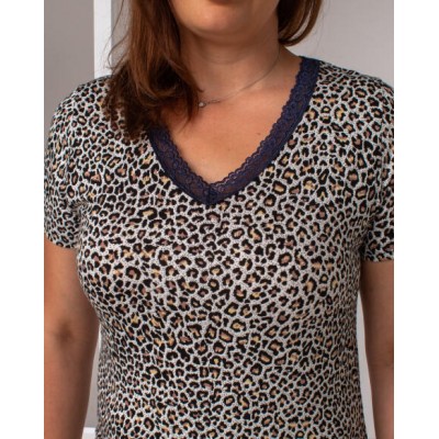 Батальна сорочка з рукавчиків - леопардовий принт