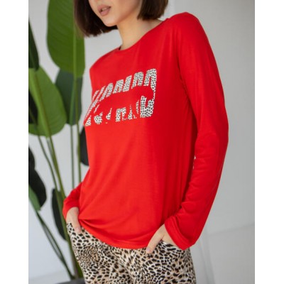Женский вискозный комплект со штанами - Leopard