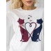 Женская пижама со штанами - 2 котика с сердечками