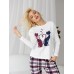 Жіноча піжама зі штанами - 2 котика з сердечками