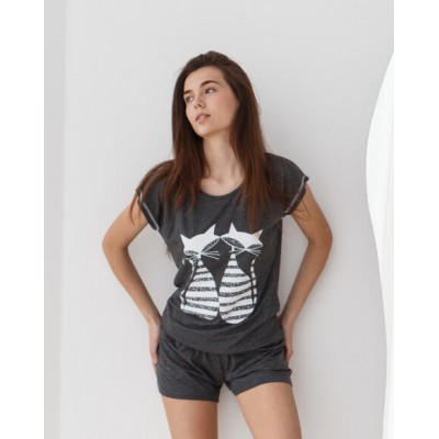 Комплект футболка и шорты Вискоза - Кошки матрешки