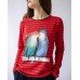 Женская пижама со штанами - красная с попугаями