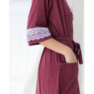 Комплект жіночий халат з рубашкою - Мереживо