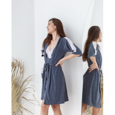 Комплект халат+сорочка з мереживом - Віскоза