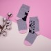 Шкарпетки на дівчинку-підлітка, сірі - чорний кіт