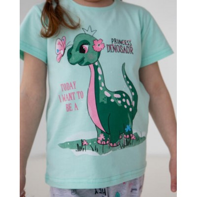 Піжама на дівчинку з капрі - динозаврик
