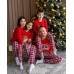 Пижама Family look на девочку со штанами в клетку- Merry Christmas