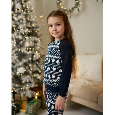 Пижама на девочку-подростка со штанами - Новогодний орнамент - Family look для семьи