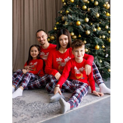 Детская пижама Family look на девочку - новогодний олень