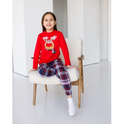 Дитяча піжама Family look на дівчинку - новорічний олень