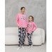 Пижама на девочку подростка - штаны в снежинки - Family look мама/дочка