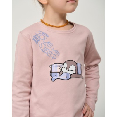 Дитяча піжама на дівчинку Інтерлок - сплячий пінгвін - Family look мама/дочка