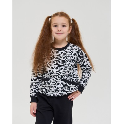 Комплект на дівчинку зі штанами Байка з начосом - Панди - Family look - Мама/дочка