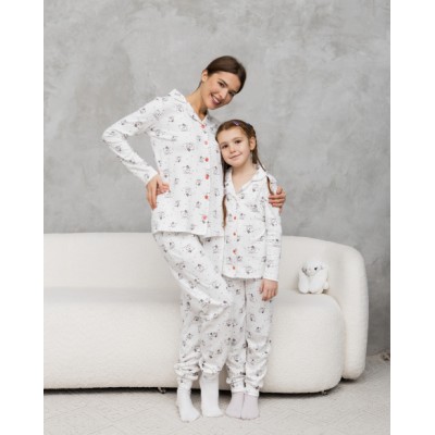 Пижама на девочку Интерлок - Котики - Family look мама/дочка