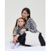 Комплект на девочку со штанами Байка с начесом - Панды - Family look - Мама/дочь