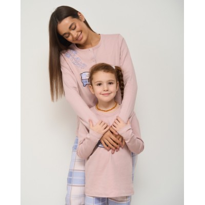 Детская пижама на девочку Интерлок - спящий пингвин - Family look мама/дочка