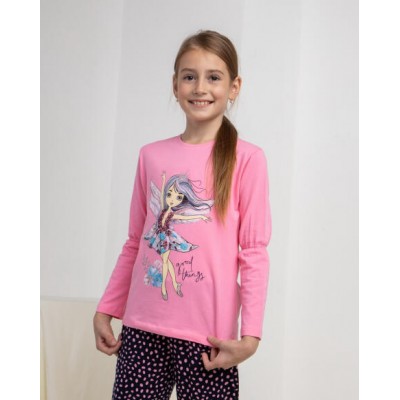 Подростковая пижама на девочку, розовая с феей