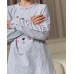 Пижама на девочку со штанами в клетку - Мордочка кота - Family look мама/дочь