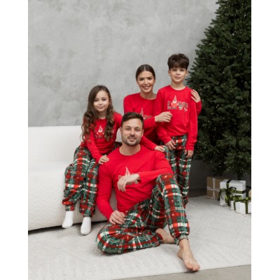 Детская пижама на девочку со штанами - Новогодняя Love - Family look для семьи