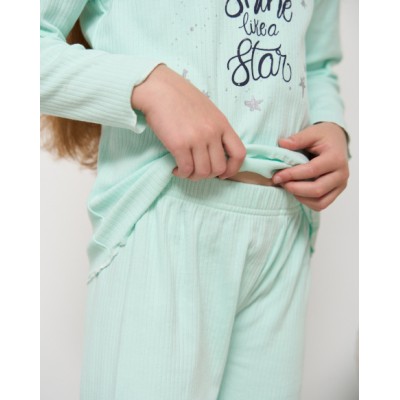 Піжама зі штанами для дівчинки в рубчик - Stars