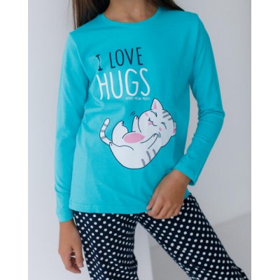 Пижама для девочки со штанами - I love hugs