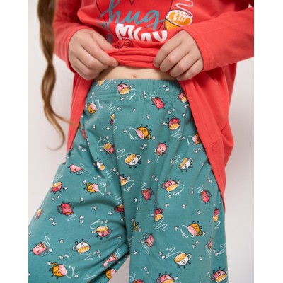 Подростковая пижама на девочку - чашки по штанам