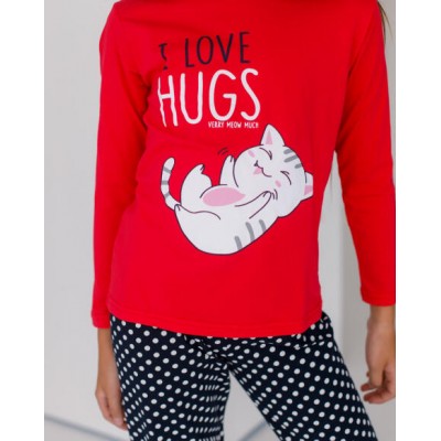 Піжама для дівчинки зі штанами - I love hugs