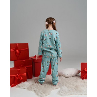 Комплект зі штанами на дівчинку з принтом сови - ІНТЕРЛОК - Family look Мама/донька