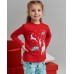 Пижама на девочку со штанами новогодняя - Олени - Family look мама/дочь