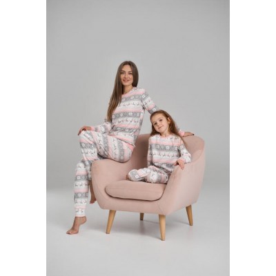 Комплект зі штанами на дівчинку з принтом олені - ІНТЕРЛОК - Family look Мама/донька