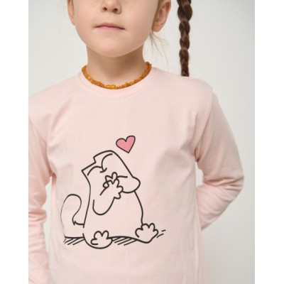 Підліткова піжама на дівчинку - Закоханий кіт - Family look мама/дочка