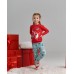 Пижама на девочку-подростка со штанами новогодняя - Олени - Family look мама/дочь