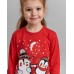 Комплект на девочку со штанами в клетку  - новогодние пингвины - FAMILY look Мама/дочь