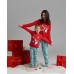 Піжама на дівчинку-підлітка зі штанами новорічна - Олені - Family look мама/донька