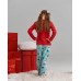 Пижама на девочку-подростка со штанами новогодняя - Олени - Family look мама/дочь
