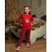 Піжама на дівчинку зі штанами в клітинку  - Новорічний олень - Family look для родини