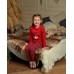Пижама для девочки со штанами в клетку  - Новогодний олень - Family look для семьи