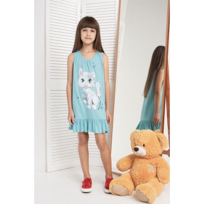 Платье с рюшами на девочку - большой кот