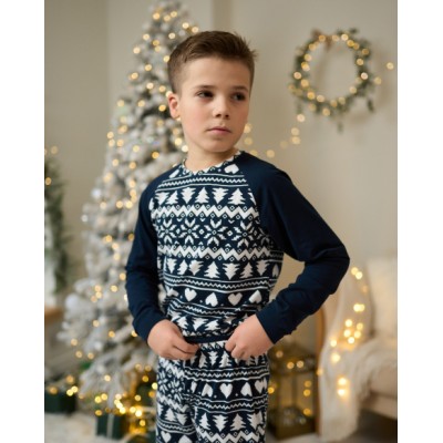 Подростковая пижама для мальчика - Новогодний орнамент - Family look для семьи